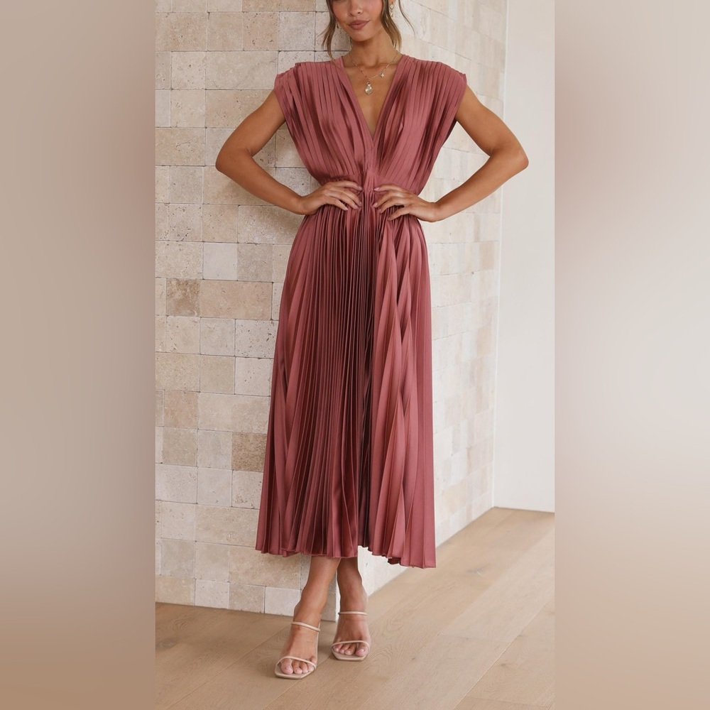 Elegant Pleated Dress in burnt rose - spring/summer wedding